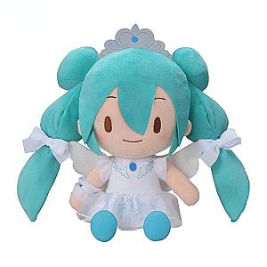 27CM Blue Hatsune Miku White Dress Angel With Wings Sitting Toy Plush