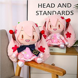 32cm Pink Hatsune Miku Sakura Miky Bowtie Sitting Doll Plush