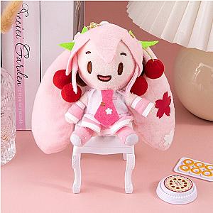 32cm Pink Hatsune Miku Sakura Miku Large Cherry Hair Sitting Doll Plush