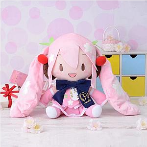 32cm Pink Hatsune Miku Blue Tie Bow Long Hair Doll Plush