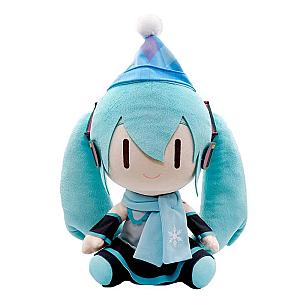 30cm Blue Hatsune Miku Winter Hat And Scarf Sitting Doll Plush