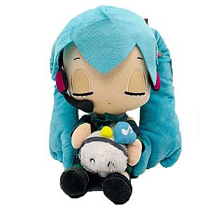 25cm Blue Hatsune Miku Holding Rabb Sitting Doll Plush