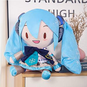 32cm Blue Hatsune Miku Sitting Doll Wearing Bow Tie Plush