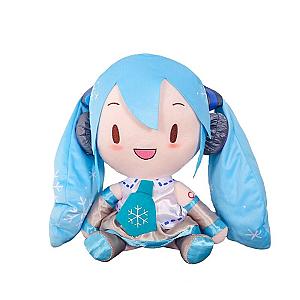 32cm Blue Hatsune Miku Wearing White Dress Sitting Doll Plush