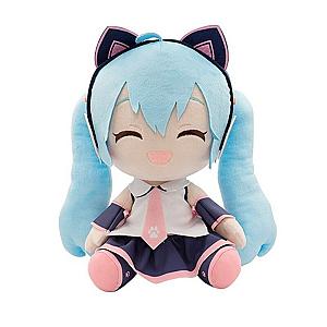 30cm Blue Pink Hatsune Miku Smile Cat Ear Sitting Toy Push