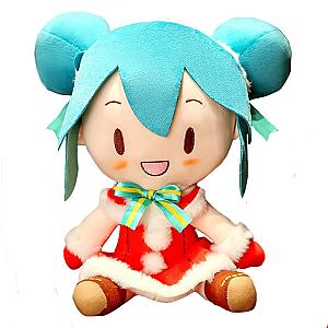 32cm Blue Red Hatsune Miku Winter Sitting Doll Plush