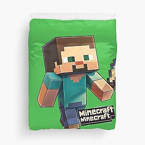 Minecraft Video Game Steve Enchanted Golden Sword Duvet Cover