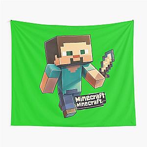 Minecraft Video Game Steve Enchanted Golden Sword Tapestry