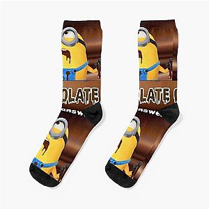 Minions Socks - Funny Minions Is Hungry And Eating Chocolate Gifts Socks RB2709