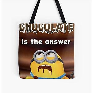 Minions Bags - Funny Minions Is Hungry And Eating Chocolate Gifts All Over Print Tote Bag RB2709