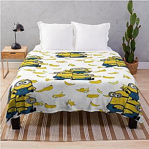 Minions Blanket - Hungry Cute Minions Wanting Flying Bananas Minions Gifts  Throw Blanket RB2709