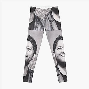 Charcoal Drawing of Misha Collins with Mandala or Filigree Leggings