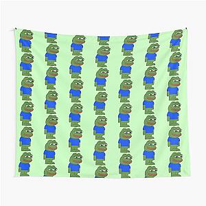 Mizkif peepo frog, sad cute frog, feels bad man, frog plush , pepel, omgscoots, feelsweirdman, peeposad, spring green frog Tapestry