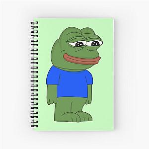 Mizkif peepo frog, sad cute frog, feels bad man, frog plush , pepel, omgscoots, feelsweirdman, peeposad, spring green frog Spiral Notebook