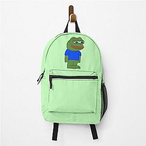 Mizkif peepo frog, sad cute frog, feels bad man, frog plush , pepel, omgscoots, feelsweirdman, peeposad, spring green frog Backpack