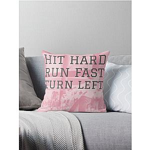 Hit Hard Run Fast Turn Left Modern Baseball Throw Pillow