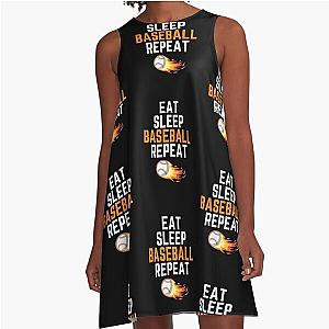 eat sleep baseball repeat, gift, sport, Baseball 5, Titans Baseball, sNippon Professional Baseball, Modern Baseball, Denver Baseball, Korea Baseball,  A-Line Dress