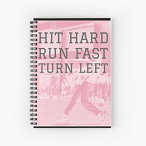 Hit Hard Run Fast Turn Left Modern Baseball Spiral Notebook