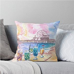 Sunset Fruit Cocktails with the Beach Throw Pillow