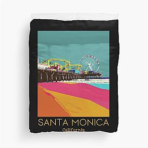 A Vintage Travel Art of Santa Monica California US Duvet Cover