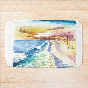 Santa Monica Pier in Golden California Sun Bath Mat