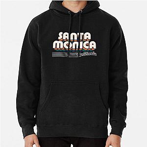 Santa Monica California Retro Stripes Pullover Hoodie