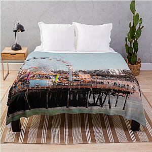 Colorful Ferris Wheel at Santa Monica Pier California USA Throw Blanket