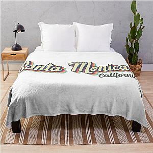 Santa Monica City California Retro 70s Throw Blanket
