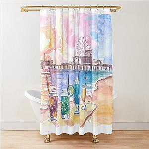 Sunset Fruit Cocktails with Santa Monica Pier at the Beach Shower Curtains