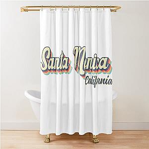 Santa Monica City California 70s Rainbow Shower Curtain