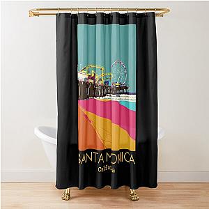 A Vintage Travel Art of Santa Monica California US Shower Curtain