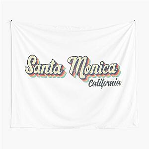 Santa Monica City California Retro Vintage Tapestry 70s Rainbow
