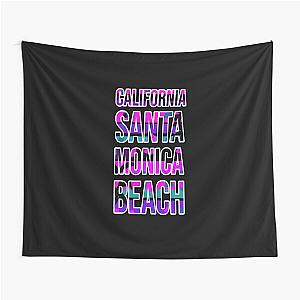 California Santa Monica beach illustration premium design tapestry