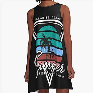 Summer Santa Monica beach illustration design A-Line Dress premium