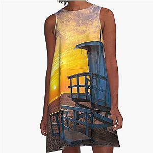 Santa Monica Beach California Evening Sunset A-Line Dress
