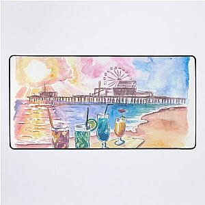 Sunset Fruit Cocktails with Santa Monica Pier at the Beach Desk Mat