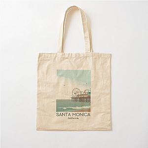 A Vintage Travel Art Santa Monica California USA Cotton Tote Bag