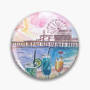 Sunset Fruit Cocktails with Santa Monica Pier at the Beach Pin