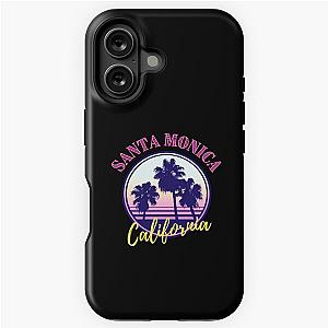 Santa Monica California Retro Sunset and Palm Trees iPhone Case