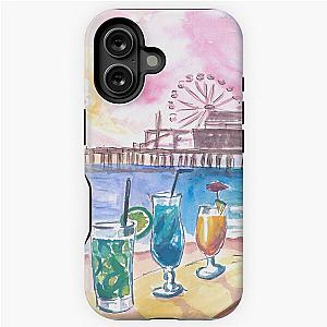 Sunset Fruit Cocktails with Santa Monica Pier at the Beach iPhone Case