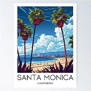 Pop Art Travel Print of Santa Monica California US Poster