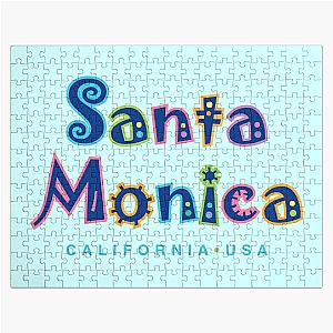 Tropical Santa Monica California Typographic Design Jigsaw Puzzle