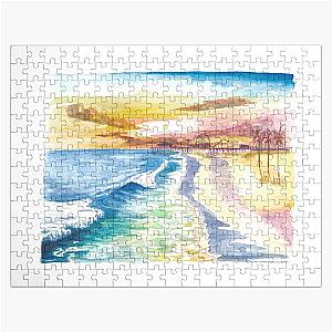 Santa Monica Pier in Golden California Sun Jigsaw Puzzle