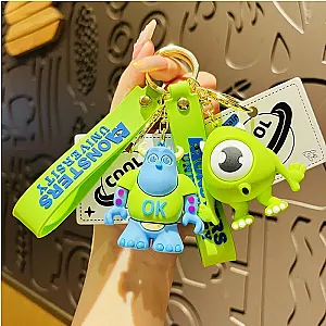 Anime Monsters University Figure Cute Mike Wazowski James P Sullivan Doll Keychain