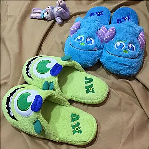 Disney Monster Inc Mike Wazowski Sullivan Monsters University Cartoon Plush Slippers