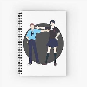 Kashima and Hori - Gekkan shoujo Nozaki-kun - minimalist anime print - dark version  Spiral Notebook