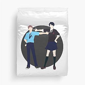 Kashima and Hori - Gekkan shoujo Nozaki-kun - minimalist anime print - dark version  Duvet Cover