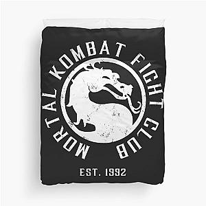 Mortal kombat fight club  mortal kombat   distressed white logo essential t shirt Duvet Cover