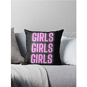 Girls Girls Girls - Neon - Sign - Motley Crue Throw Pillow