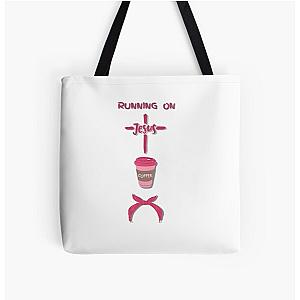 Running on Jesus Coffee and Ms. Rachel All Over Print Tote Bag